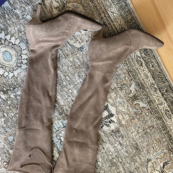 Stuart Weitzman OTK Taupe Suede Boots - Picture 9 of 10